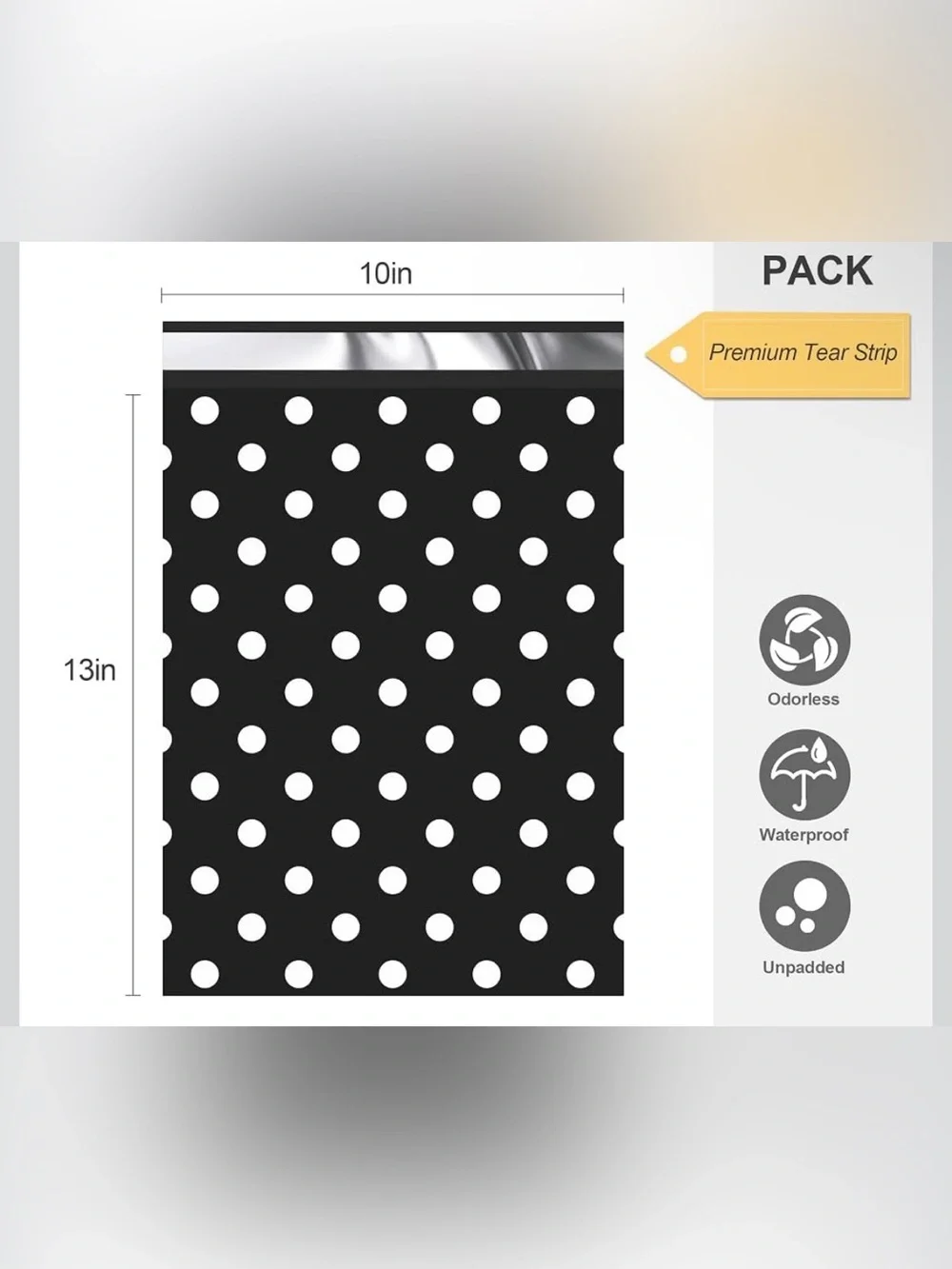 Set of 25 10”x13” Thank You Polka Dot Polymailers